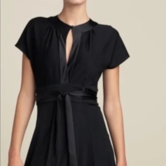 Diane Von Furstenberg | Dresses | Dvf Black Wrap Dress W Silk Belt Trim Sz  2 | Poshmark